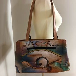 Anuschka hand painted shoulder bag and cloth cover